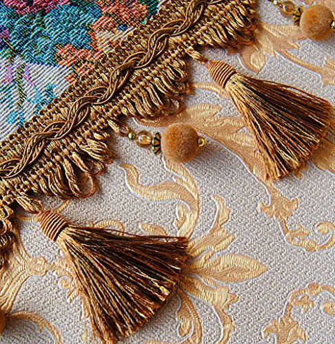 (DE) Luxus Quastenborte mit Korallen ab 1m Breite 8cm Farbe Bronze Zierband Posamentenborte mit Kristale Dekoborte mit Quaste Zierborte m. Troddeln Bordüre f.Gardinen Vorhangborte Tischdecke