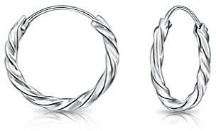 DTPsilver - Runde Creolen Verdrehte Ohrringe 925 Sterling Silber - Klein/Mittelgroße/Groß - Dicke 1.8 mm - Durchmesser: 10 mm