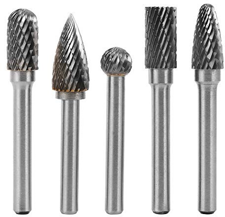 5Pcs Fresas giratorias de carburo Rotary Burs HSS Double Lime aleación amoladora herramienta para Dremel 6 * 10 mm