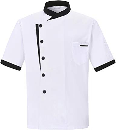 Nanxson Unisex men Chefs Jacket apparel Long Sleeve chef uniform coat CFM0016 (L, shortsleeve white)