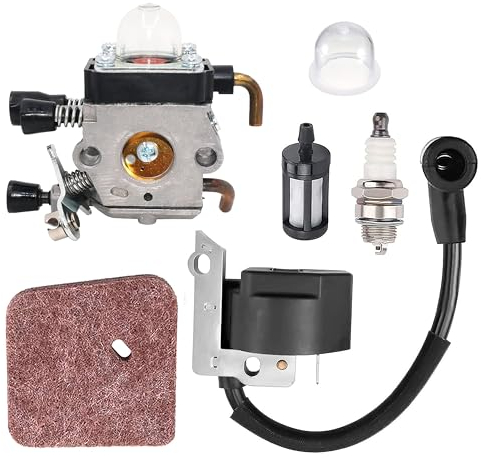 Hippotech Carburetor with Ignition Coil and Spark Plug Primer Bulb Air Filter Fuel Filter for STIHL FS38 FS55 FC55 FS45 FS46 KM55 HS45 String Trimmer Brush Cutter