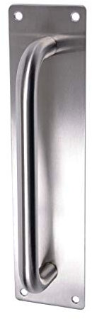 Door Pull Handles on Backplate with Satin Stainless Steel Finish