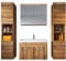 Badezimmer Badmöbel Set Paso XL LED 80cm Waschbecken Eiche - Unterschrank 2X Hochschrank Waschbecken Möbel