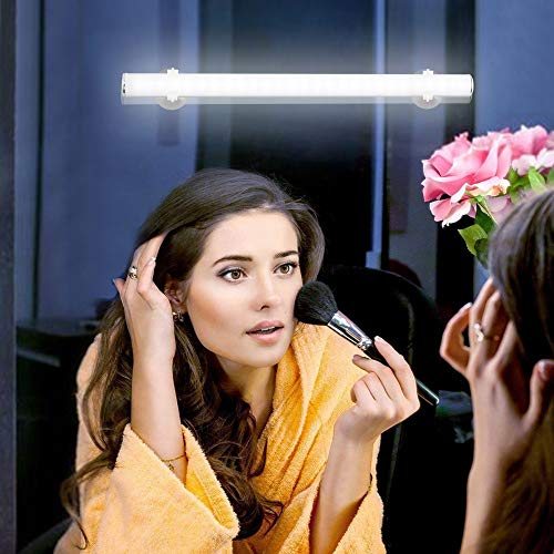Lixada Aplique LED de Pared, Lámpara Inalámbrica Recargable con Control táctil para Espejo de Maquillaje, Baño