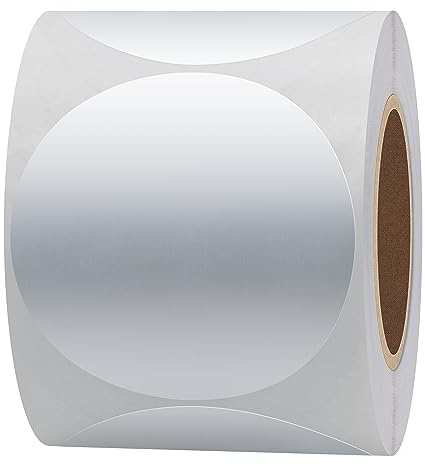 Hylabelest 51 mm runde Papieraufkleber, Etiketten Verpackungsdichtungen, Handwerk, Hochzeit, Etikett, Topper-Etiketten, 300 Pro Rolle 1 roll (silber)