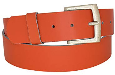 DayneQ 4cm Breit Echt Leder Guertel Altsilber Nickelfree - 11499-40-SIL - Orange Bundweite 95cm