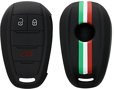 kwmobile Autoschlüssel Hülle kompatibel mit Alfa Romeo 3-Tasten Funk Autoschlüssel Hülle - Schlüsselhülle Italien Streifen Grün Rot Schwarz