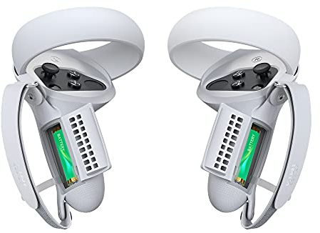 KIWI design [Aktualisierte Version] Controller Grips Cover mit Batterieöffnung Kompatibel mit Quest 2, Schutz mit Knöchelriemen (Hellgrau)