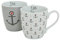 Seaside64 Tasse/Becher-2er Set maritim Anker Herzen - Ebbe und Flut Kaffeetasse Teetasse - 330ml Ankerliebe - Kaffeepott Kaffeebecher weiß grau - Porzellan -Set mit 2 Bechern