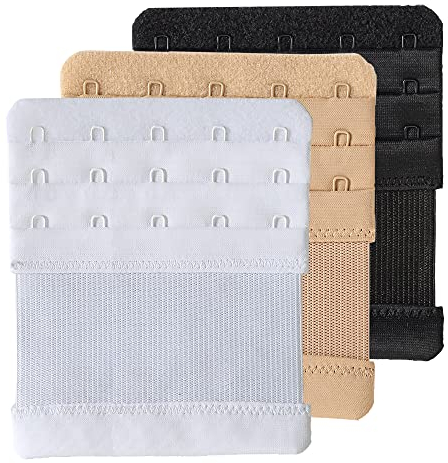 SAMGU Bra Extender 5 Hook Bra Extension Strap Soft Stretchy (3PCS Multicolor, 5 Hook)