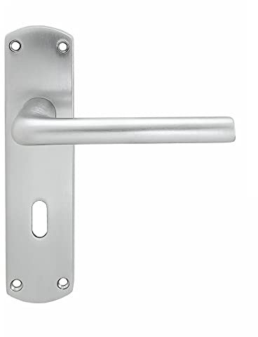 Serozzetta Eden Door Handles on Backplate - Lock (57mm c/c) - Satin Chrome