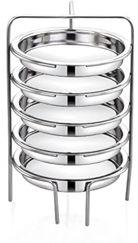Expresso Stainless Steel Thattu Idli/Dhokla Stand, 17.5cm Plate, 5 Plates - Silver