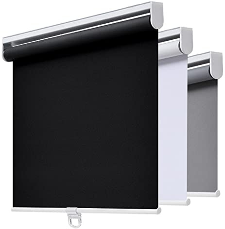 AOSKY Schnurlose Rollos Verdunkelungsrollo für Fenster Raumverdunkelung aufgerollte Schatten mit Federsystem, UV-Schutz Fensterschirme Türrollos für Zuhause und Büro (76,2 cm B x 182,9 cm H, Schwarz)