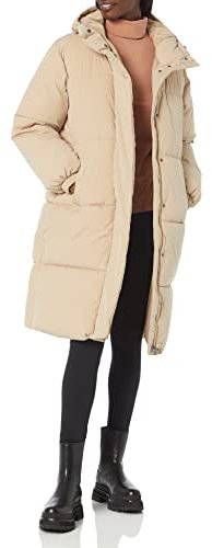 Amazon Essentials Piumino Lungo con Cappuccio Oversize (Disponibile in Taglie Forti) Donna, Tan, M