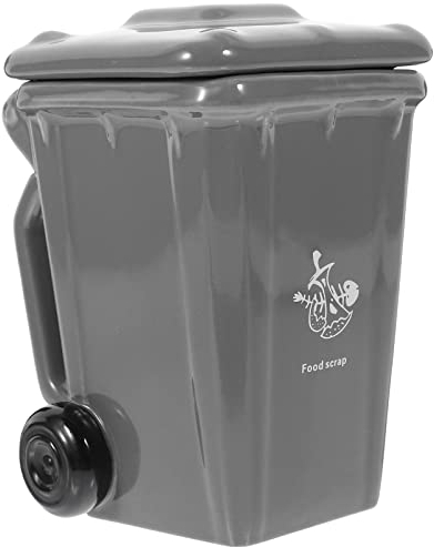 Housoutil Haushalt Täglich Dunkles Wiederverwendbares Getränk Bleistift Grau Praktisch Mülleimerform Neuheit Griff Zuhause Latte Zarte Geschenke Keramik mit Bechern Recycling Mülleimer