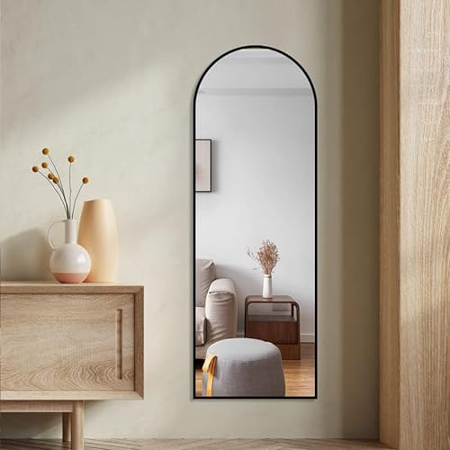 BD-Baode Standspiegel Bogen Wandspiegel mit Schwarz Aluminiumrahmen 50x150cm Bogen Ganzkörperspiegel Ganzkörperspiegel Für Schlafzimmer Wohnzimmer
