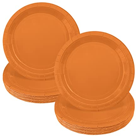32pcs Orange Paper Plates,7 inch Orange Party Plates Tableware Solid Colour Round Dinner Plate for Birthday,Wedding,Picnic, BBQ,Bar,Halloween,Thanksgiving Day,Restaurant and Party Supplies Table Décor