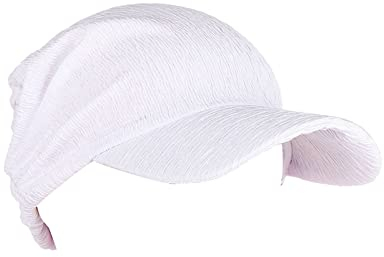 Visor Bandana mit Schirm Haarband Damen Baumwolle Beanie Hüte Sonnenhut Tennis Baseball-Mütze Turban Kopfbedeckung Headwear Kop Wraps Sonnenblende Kappe Weiß