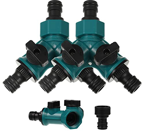 worahroe 2 Wege Schlauchrohrverteiler, Gartenschlauch-Wasserverteiler, Y Verteiler mit Absperrventil für Bewässerungswasserrohre, Schnellverbinder für den Gartenschlauch(2 Stück)