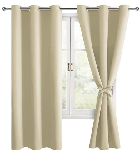 Hiasan Verdunklungsvorhänge Gardinen mit Ösen,Hell beige Blickdicht Vorhänge,2 Stück,106 x 160 cm (Breite x Höhe),weiche Schiebevorhänge für Schlafzimmer,Wohnzimmer usw.