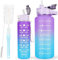CodiCile 2 Pack Trinkflasche BPA-frei 2L+750ml, Sport-Trinkflasche mit Zeitmarkierung & Strohhalm, 5 Liter Trinkflasche fürs Fitnessstudio mit Bürste, Großer motivierender Zeitmarker Wasserflasche