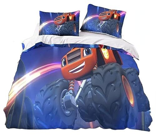 Monster-Maschinen Bettwäsche 135x200 Für Jungen Kinder,Mikrofaser Truck Bettwäsche -Sets,kinderbettwäsche Kissenbezüge 80x80 (C,135x200cm+80x80cm)