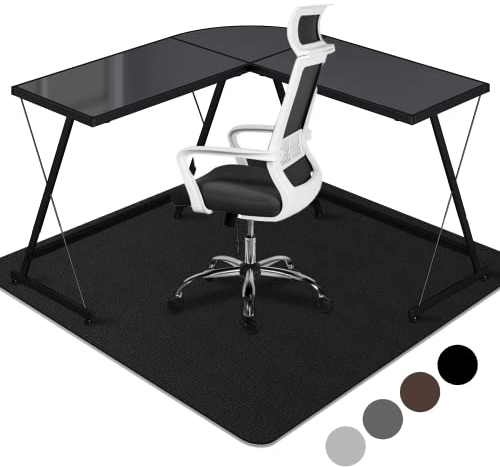 XL Schreibtischstuhl Unterlage | 140x160cm Bürostuhlmatte/Unterlage für Stühle | Kratzfest Bodenmatte Stuhlunterlage | Bodenschutzmatte für Laminat, Parkett und Hartböden Schwarz