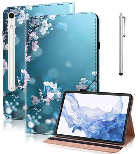 GLANDOTU Case for Samsung Galaxy Tab S10 FE 2025/Tab S9 FE 5G 10.9/S9 5G 11 inch 2023 Case, Multi-View Slim PU Leather Tablet Cover with Flip Stand for Samsung Tab S10 FE 5G -Plum Blossom