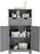 GOPLUS Armoire de Salle de Bain sur Pied avec Planche Mobile et 2 Tiroirs Réglables,Meuble de Rangement sur Pied à 2 Portes pour Cuisine,Salon,Salle de Bain,60 X 30 X 109CM (Gris Foncé)