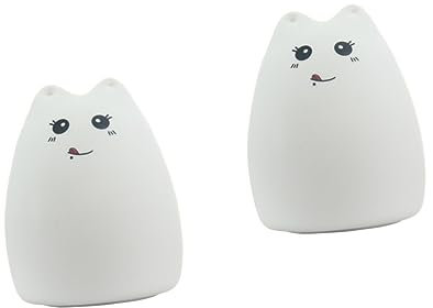 Gadpiparty 2St usb rechargeable lamp portable light Children night light nachtleuchte kinder decorative lights sparlampe nachtlampe die Katze Nachtlicht Silikonlampe Licht klopfen Weiß
