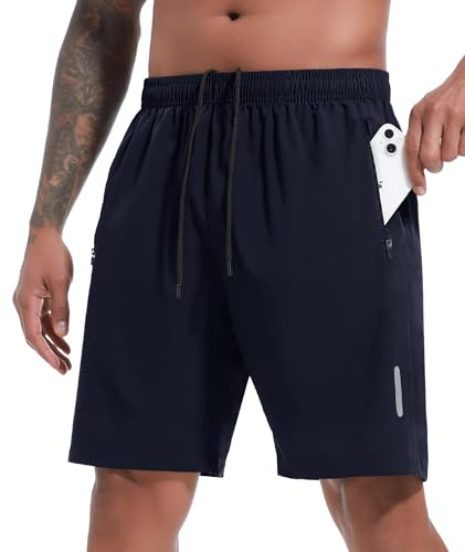 SIHOHAN Mens Gym Workout Shorts Lightweight Running Shorts Navy Blue