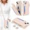 SailorTech Handyhülle für iPhone 13 Etui mit Kartenfach, iPhone 13 Hülle mit Verstellbarer Halskette, iPhone 13 Handytasche mit Reißverschluss Geldbörse - Aprikose