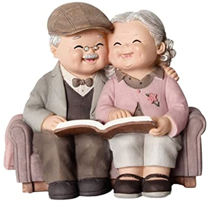QmjdDymx Großeltern Skulpturendekor, ältere Ehepaar Figur dekoratives Harz lieben Großeltern Statue Skulptur für Hochzeit älter