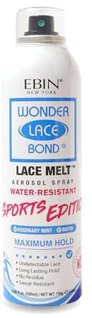 EBIN NEW YORK Wonder Lace Melt Spray Sports Edition – Romarin Menthe + Biotine (180 ml) | Résistant à la transpiration et à l'eau | Tenue longue durée et protection des bords | Formule de dentelle