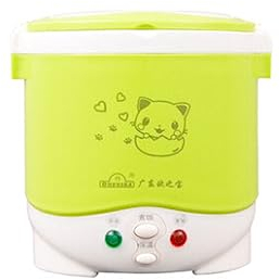 IOIUSKKU Coche olla arrocera Mini herramientas de cocina multifuncional 1L gachas calentador eléctrico dormitorio casa camión de viaje máquina, 24V/verde, 24V
