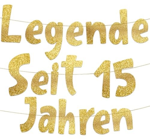 Lustige Banner, Glitzerbanner Legende Seit 15 Jahren, Partyzubehör zum 15. Geburtstag