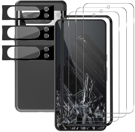 Rnnmeeko [3+3 Piezas Protector de Pantalla para Google Pixel 8 Pro Cristal Templado, Vidrio Templado Y Protector de Lente de Cámara, Screen Protector para Google Pixel 8 Pro