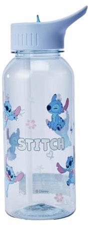 MINISO Disney Lilo & Stitch Plastic Water Bottle 34 OZ for School or Travel, BPA-Free Plastic Bottle With Screw Top And Flip-Up Straw Lid, Sports Hydration(Stitch) for kid
