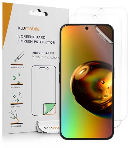 kwmobile Protector Compatible con Nothing Phone 2a / Phone 2a Plus Protector de Pantalla - 3X película Transparente Protectora de Pantalla antiarañazos