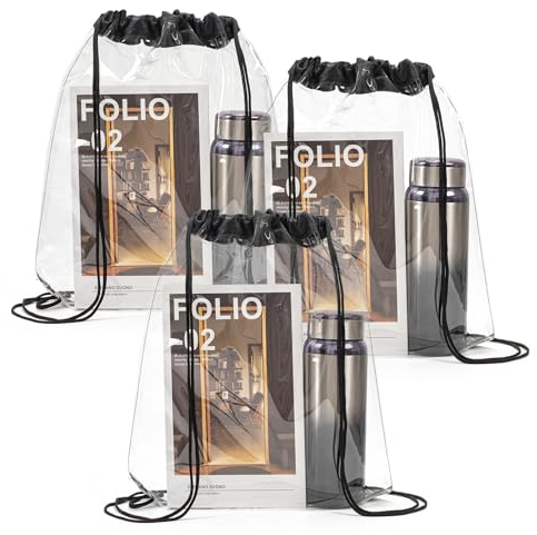 Dzpuhuojz 3 Stück Clear Bag Festival, Durchsichtiger Rucksack, Transparente Tasche, für Schulrucksack Gym Travel Strandschwimmen