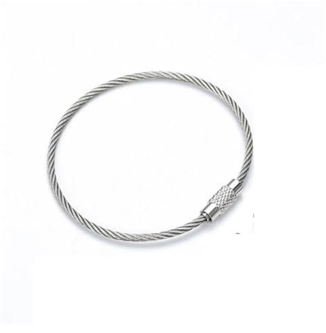 Draht Schlüsselanhänger ，Edelstahl Schlüsselanhäng 10 stücke Keychain Tag Seil Gadget lock up Schlüssel Schlüsselring Edelstahl Draht Kabel Schleife Schraube Lock DIY Hand Werkzeuge(1.5*150MM)
