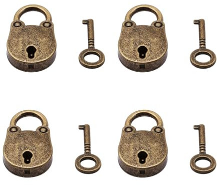 Eabdice 4 Stück Vorhängeschloss Antik Kofferschloss, Vorhängeschloss, Antik Panda Mini Vorhängeschloss Vintage VorhäNgeschlöSser Antik Schloss mit Schlüssel für Schrank, Schmuckkästchen