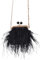 Abendtasche aus Plüsch mit Federn, Clutch, Handtasche mit abnehmbarer Kette