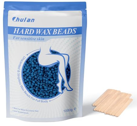 Chulan 1000g Waxing Perlen zur Wachs Haarentfernung, Wachsperlen für Sensible Haut Haarentfernung, Heißwachs Wax Perlen Warmwachs Brazilian für Bikinizone, Intimbereich, Rücken, Gesicht, Achseln