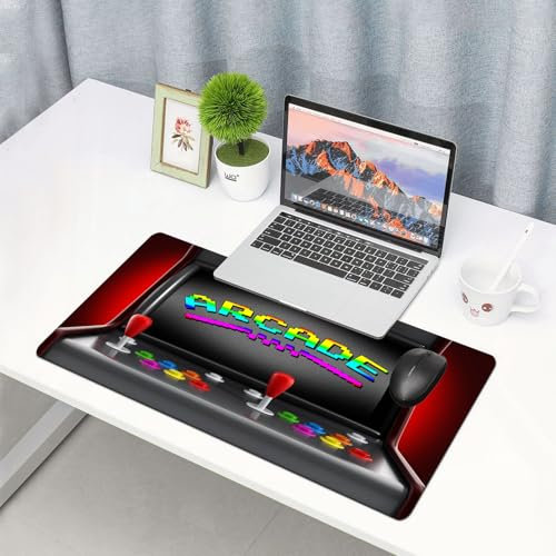 QRFASFZO Gaming Mouse Pad 75x40cm,Machine d'arcade de Jeux vidéo Rétro Gaming Fun Joystick Vintage Années 80 90 Electr,avec Bords surpiqués et Dos antidérapant,sous-Main pour Clavier et Souris