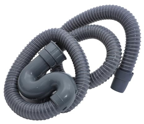LIFKOME Tuyau De Vidange Souple Gris Foncé 2 Mètres Pour Lave-vaisselle Et Lavabo, Remplacement, Flexible Lisse Compatible Raccords D'évacuation, Anti-odeurs Et Résistant