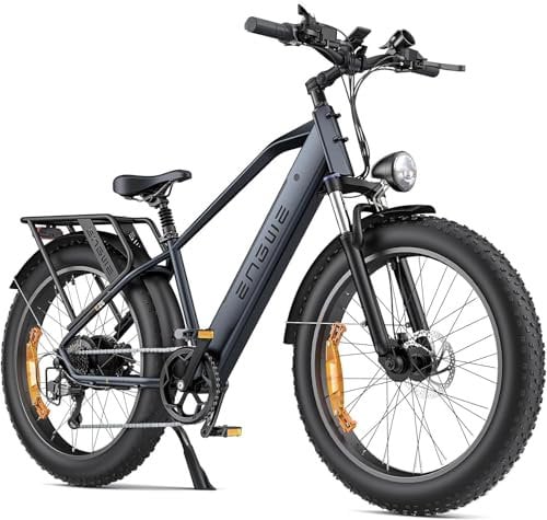ENGWE MTB Electric Bikes for Adults E26 Electric Bicycle 26 x4 Fat Wheels, 48V 16AH Battery, Urban Commuter Ebike, 7-Speed Hydraulic Disc Brake (Black.)
