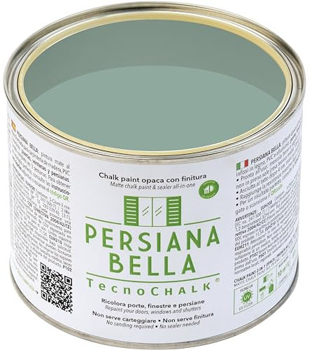 TecnoChalk® Persiana Bella Nuova Chalk Paint Extra Forte - Non Richiede Finitura – Ricolora Senza Carteggiare Persiane, Finestre, Porte e Infissi - Interno/Esterno - Carta Da Zucchero (500 ml)