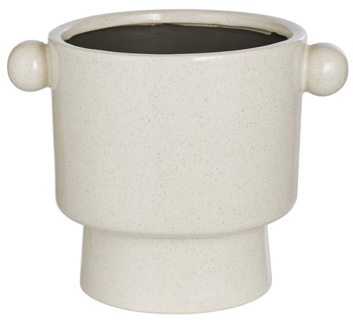 BUTLERS Blumenübertopf 16x21x16 cm Steingut - Handle - | Farbe Beige - Pflanztopf für Zimmerpflanze & Kraut - Fensterbank & Beistelltisch - Integrierter Griff