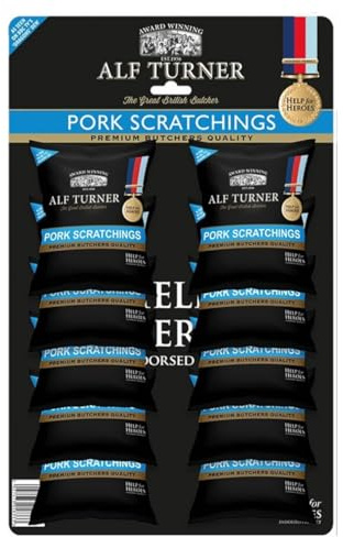 Alf Turner Help for Heroes Pork Scratchings 12 x 70g Black Country Snacks Help for Heroes Edition, Delivered in Genuine Old Scool Sweets Packageing